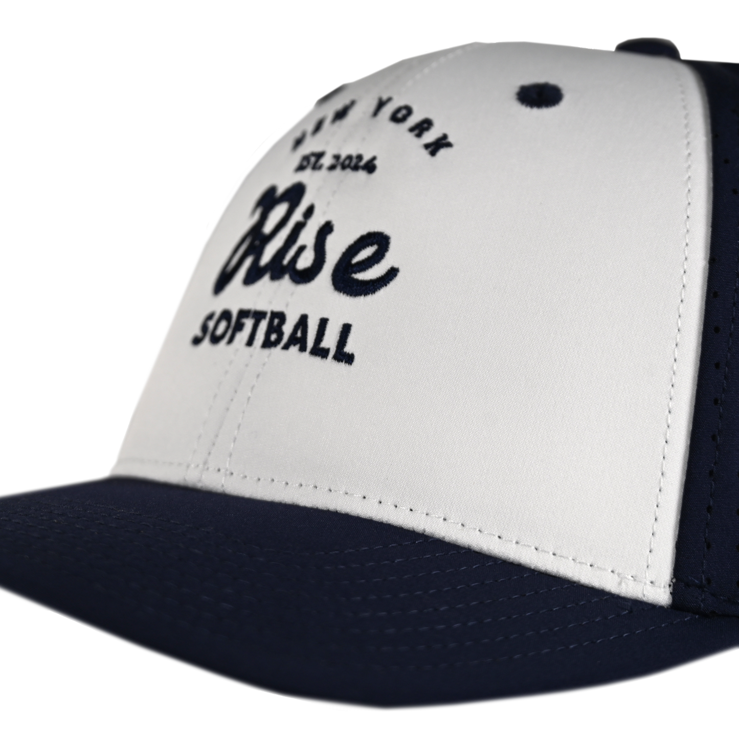 Rise -  Script White/Navy Perf Stretchfit