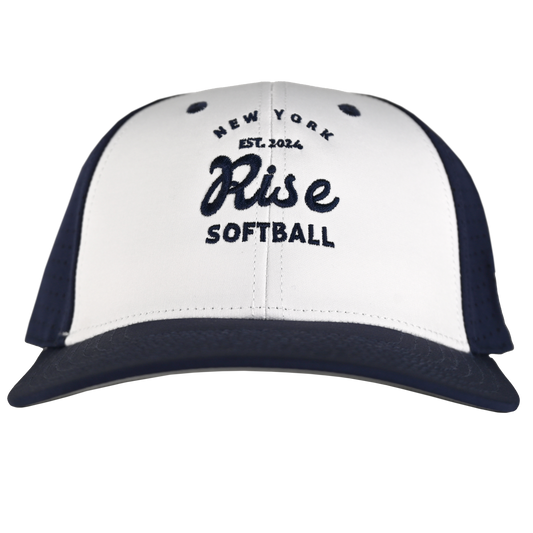 Rise -  Script White/Navy Perf Stretchfit