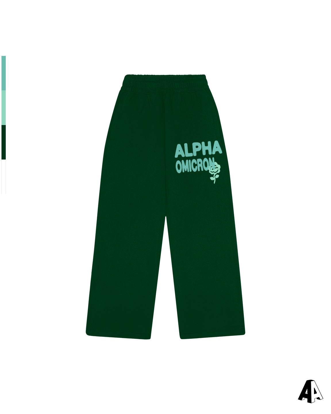 Free Spirit Forest Green Sweatpants - Alpha Omicron Pi - front