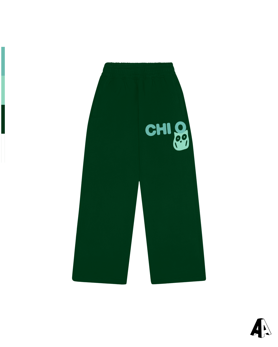 Free Spirit Forest Green Sweatpants - Chi Omega - front
