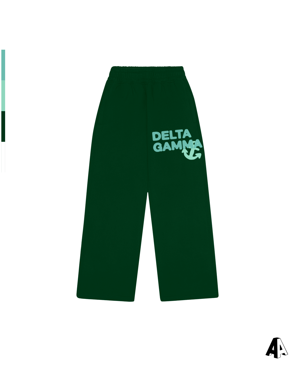 Free Spirit Forest Green Sweatpants - Delta Gamma - front