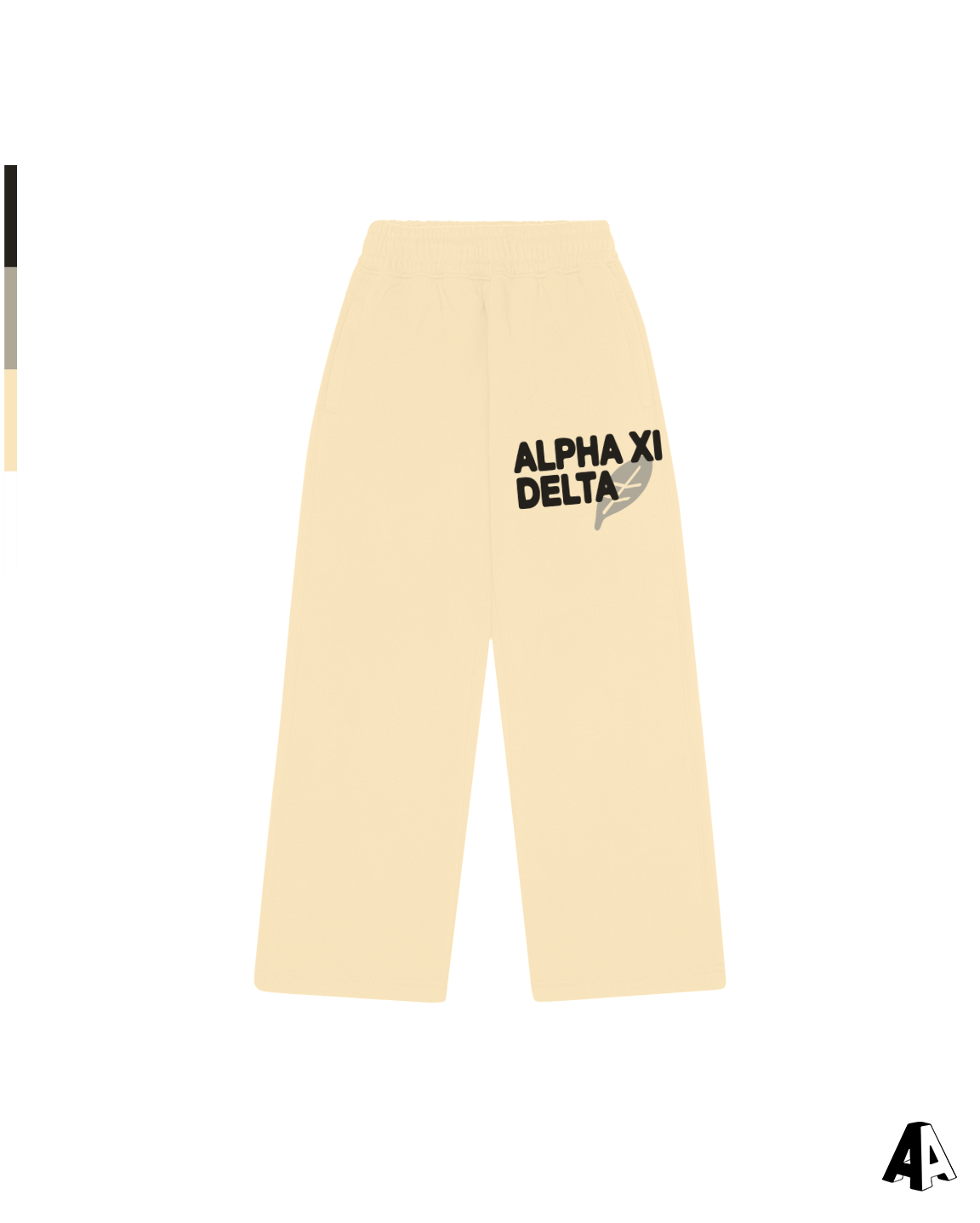 Free Spirit Light Yellow Sweatpants - Alpha Xi Delta - front