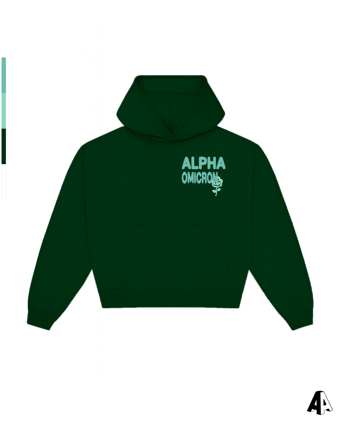 Free Spirit Forest Green Hoodie - Alpha Omicron Pi - front