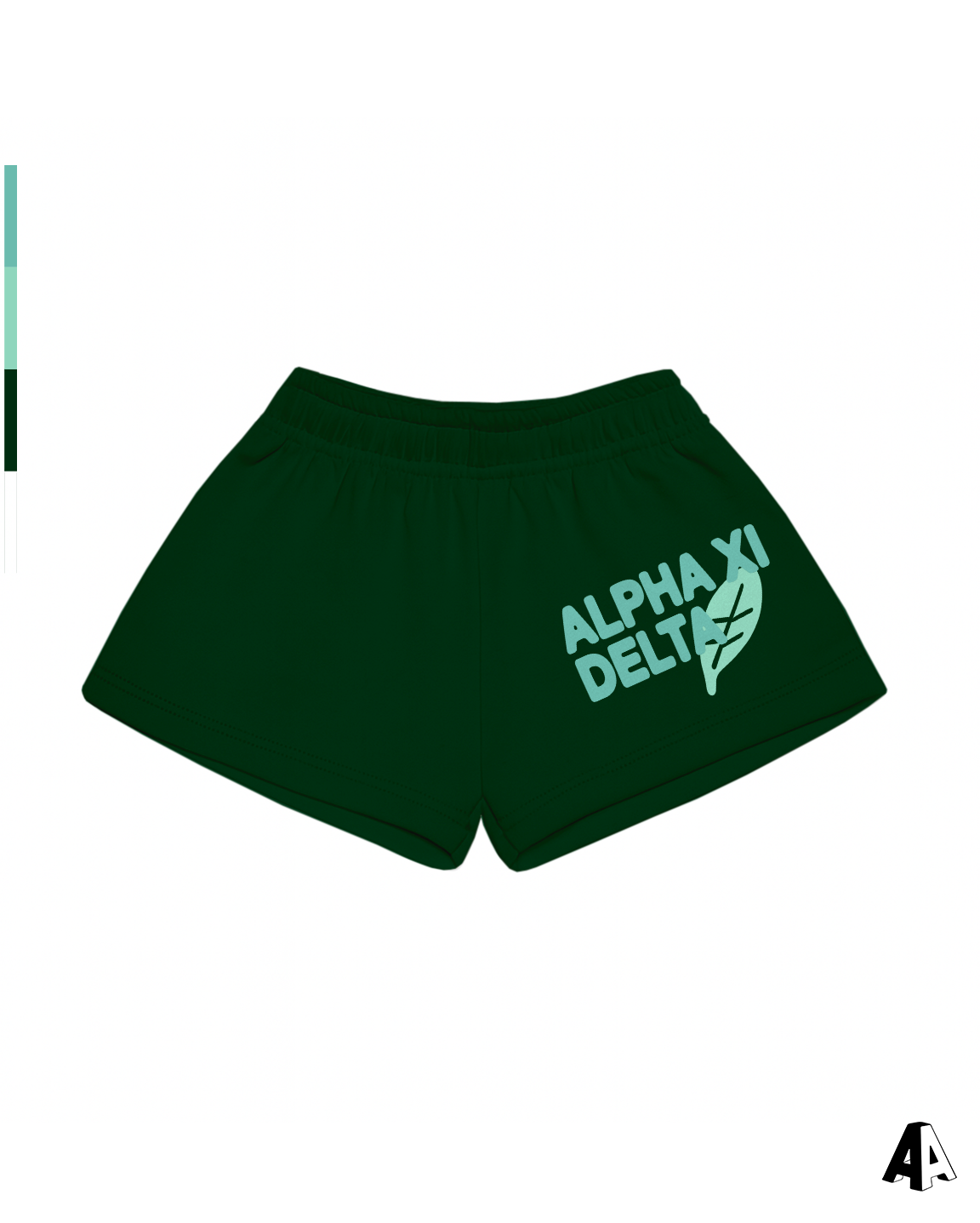 Free Spirit Forest Green Shorts - Alpha Xi Delta - front