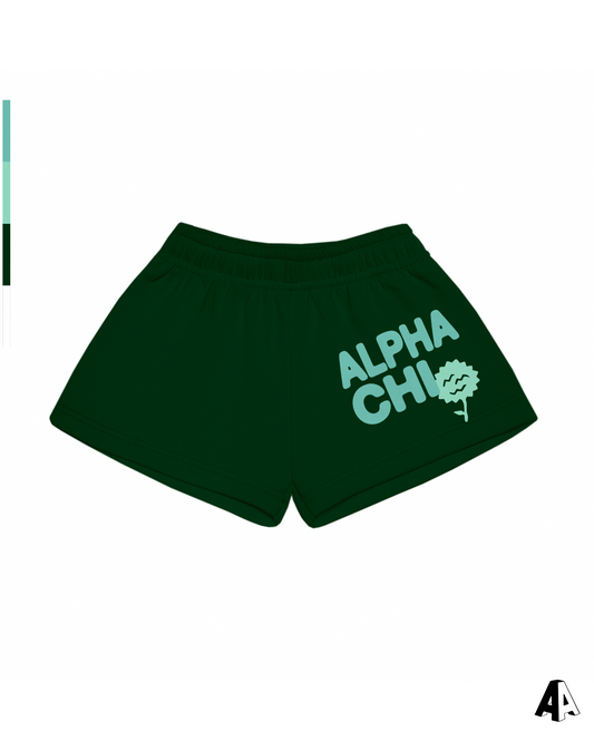 Free Spirit Forest Green Shorts - Alpha Chi Omega - front