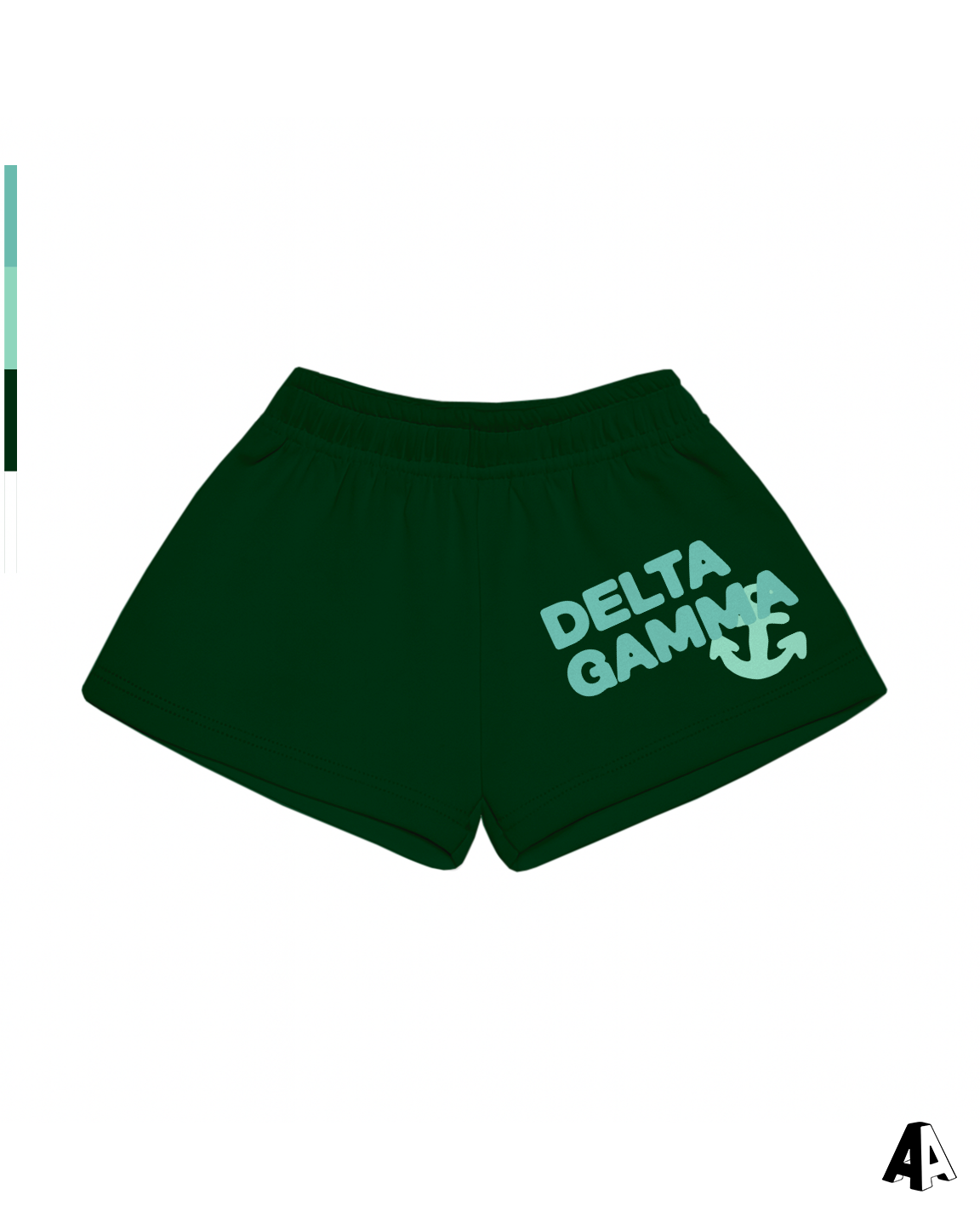 Free Spirit Forest Green Shorts - Delta Gamma - front