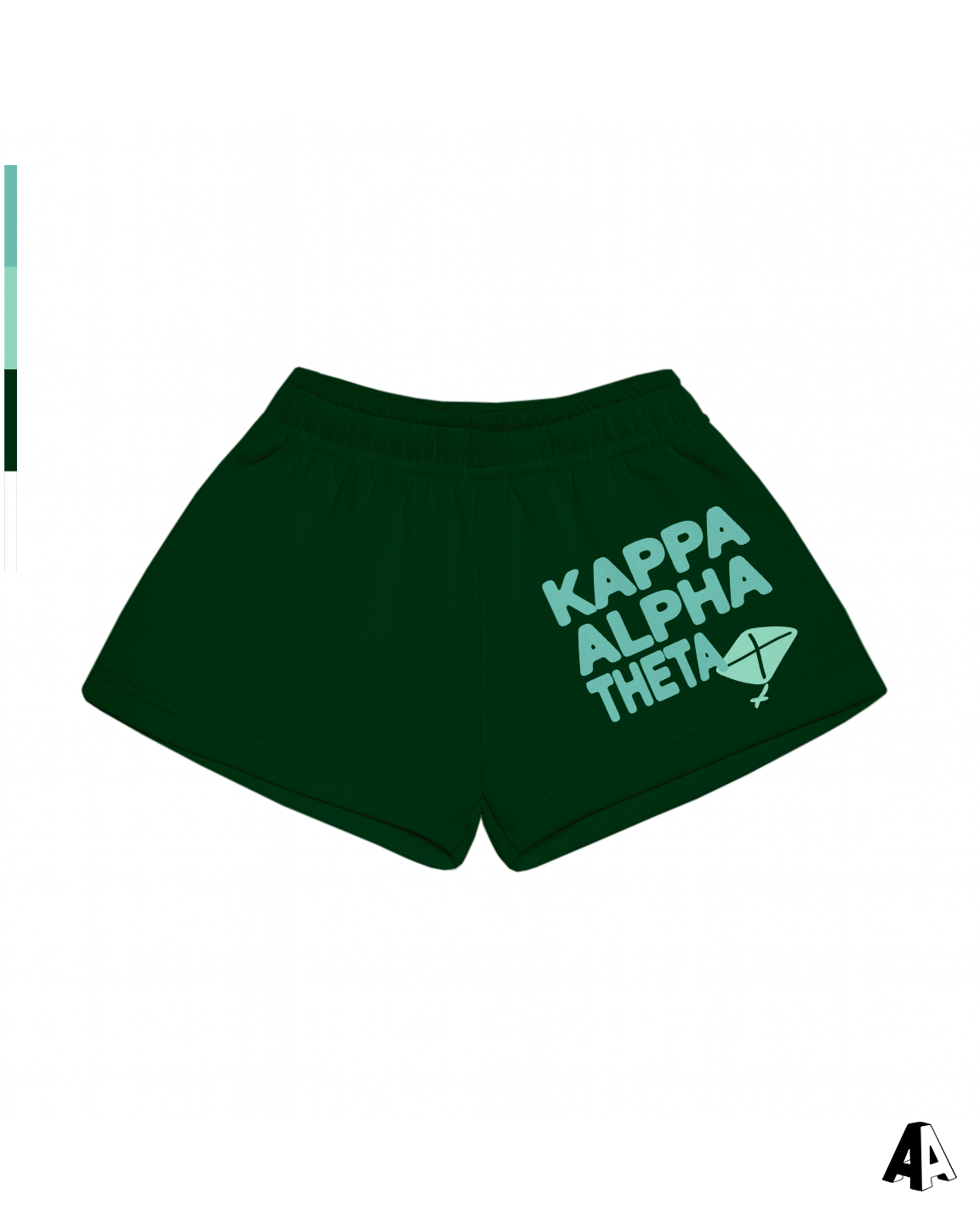 Free Spirit Forest Green Shorts - Kappa Alpha Theta - front