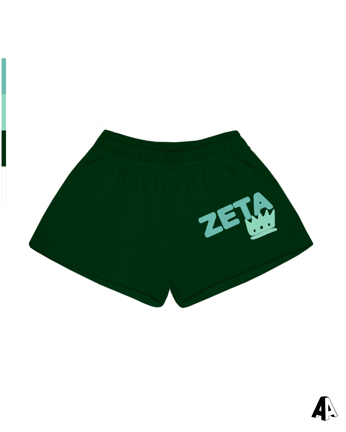 Free Spirit Forest Green Shorts - Zeta Tau Alpha - front