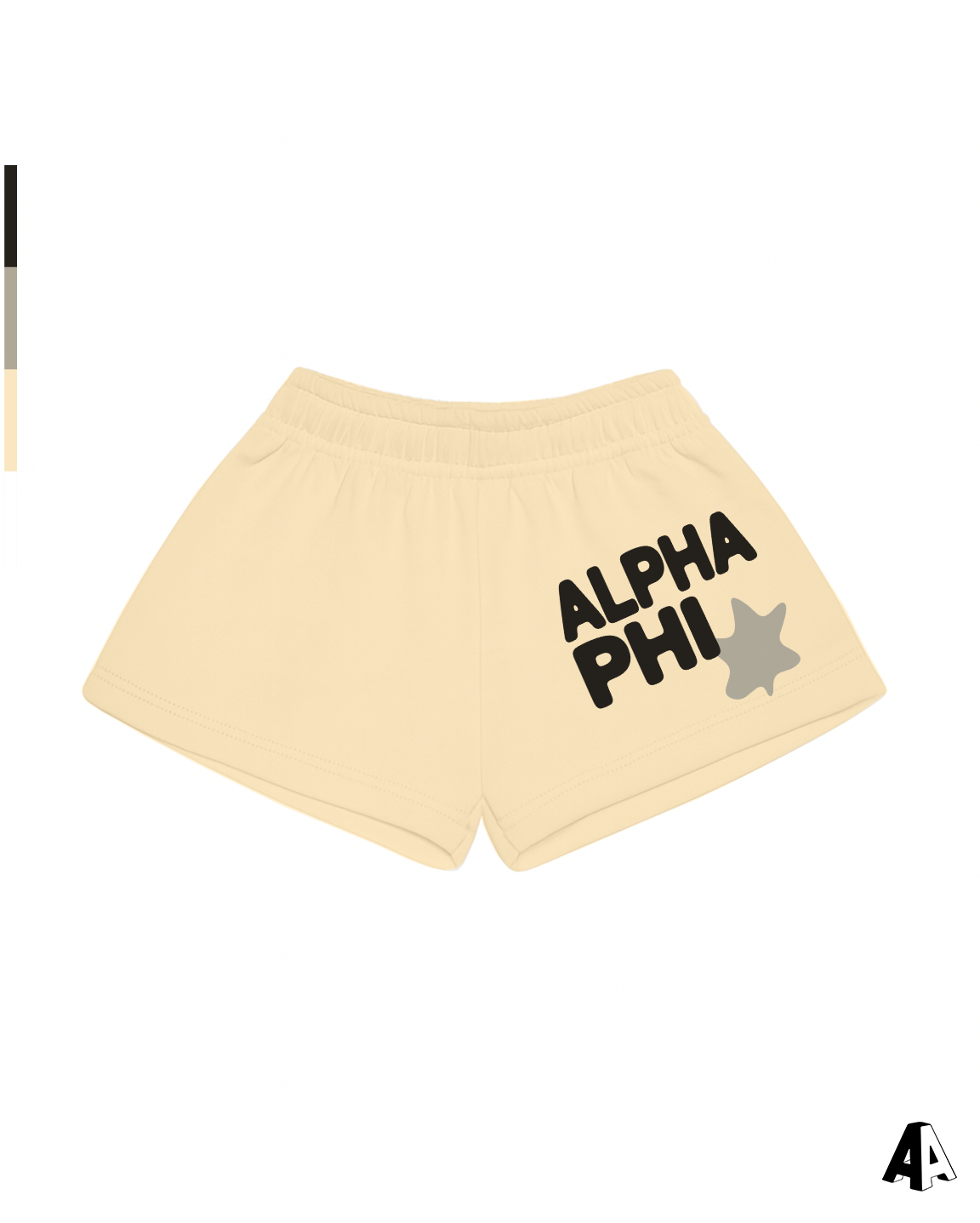 Free Spirit Light Yellow Shorts - Alpha Phi - front