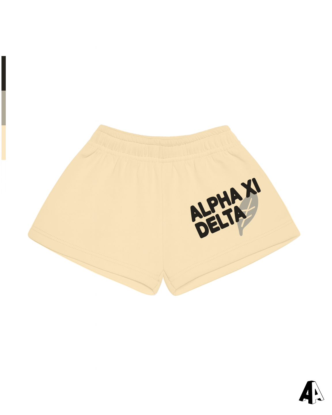 Free Spirit Light Yellow Shorts - Alpha Xi Delta - front